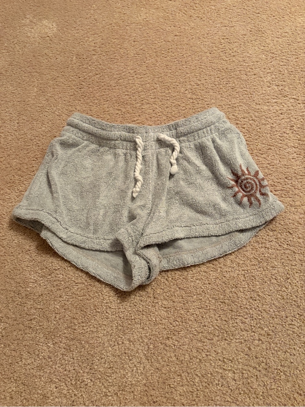 Urban Outfitters Light Gray Terry Cloth Drawstring Shorts with Sun Accent